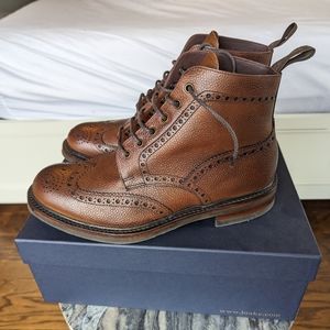 Loake 1880 Bedale Brogue Boots Dark Brown Grain